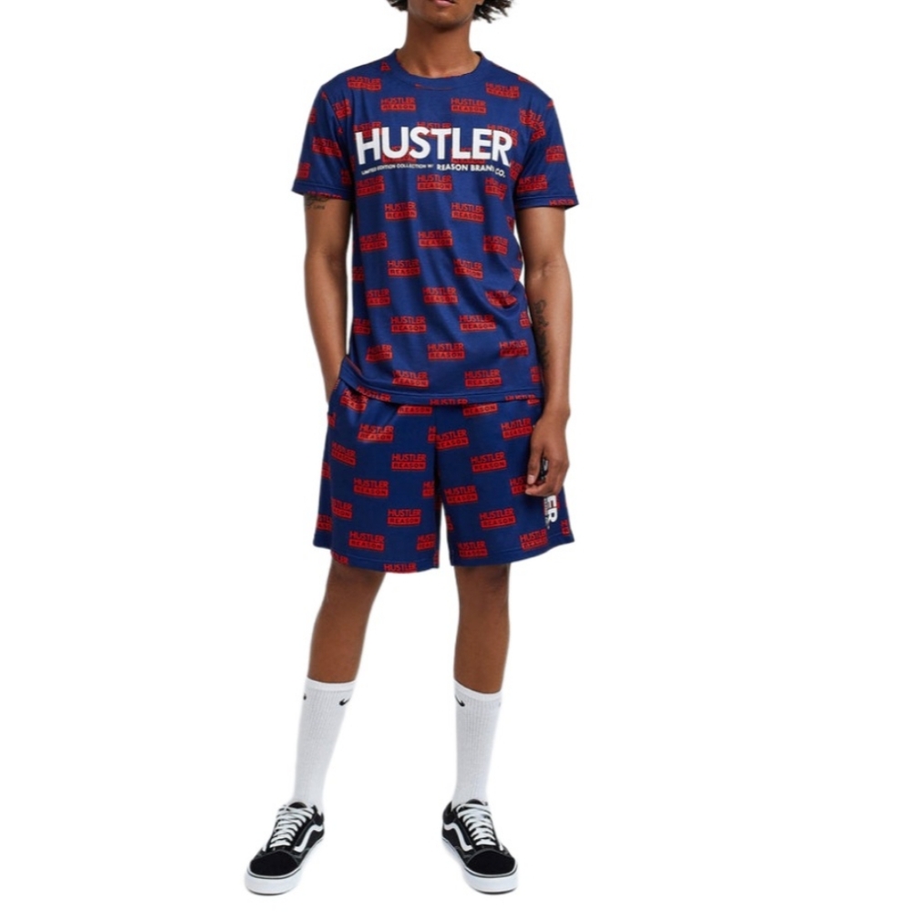 Reason x Hustler Logo Tee And Shorts Set